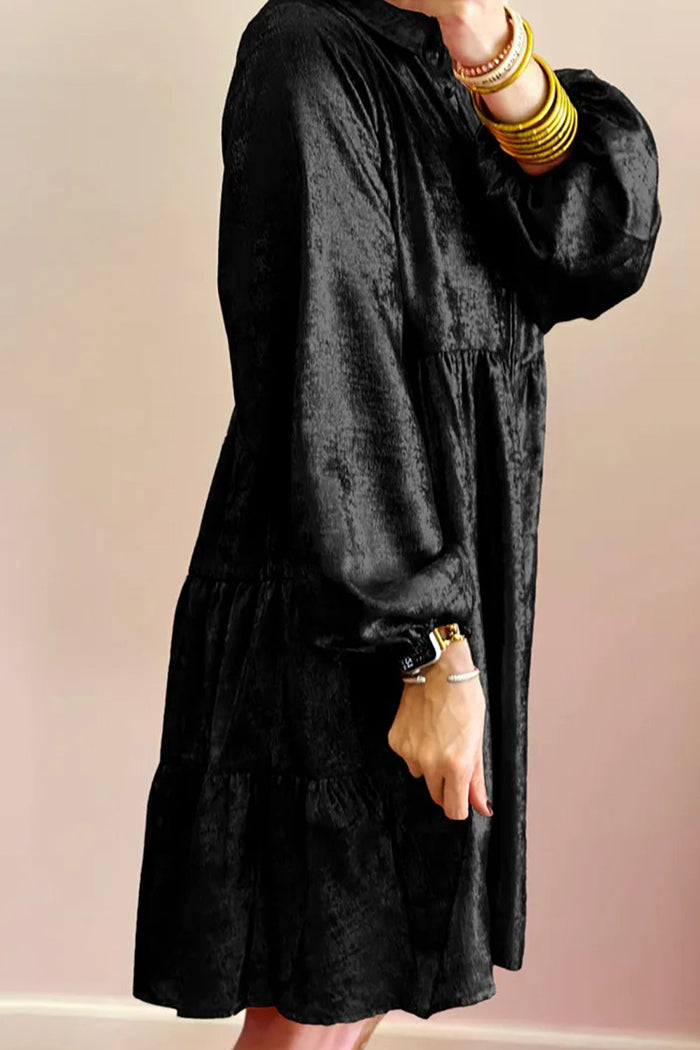 Metallic Sheen Long Sleeve Dress