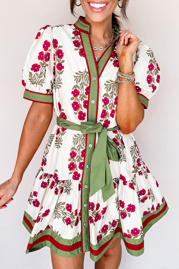 Ruffles Hem Floral  Pocket Dress