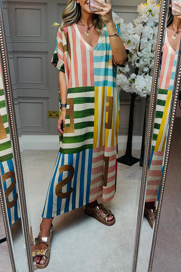 Casual Stripes Slits Dress