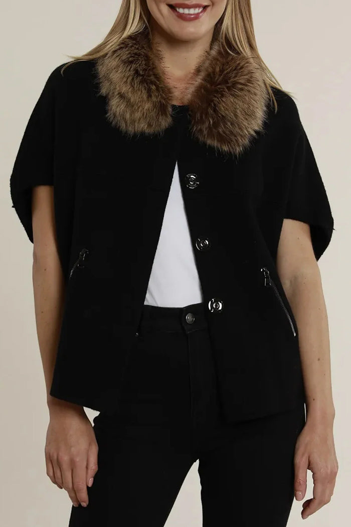 Faux Fur Trim Cardigan