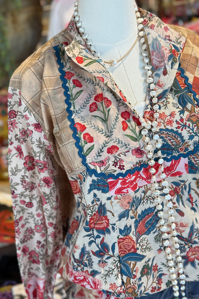 Floral Patchwork High Low Top
