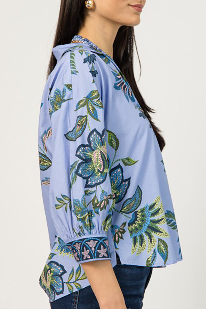 Periwinkle Floral Button-Down Top