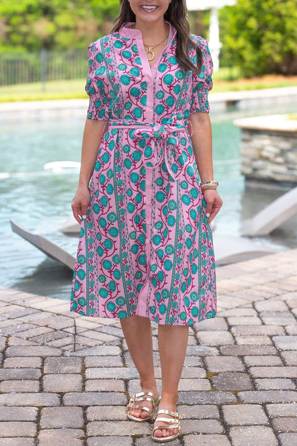 Casual Button Down Belt Dress