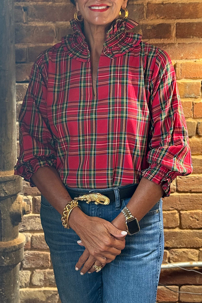 Ruffled Stand-Collar Blouse