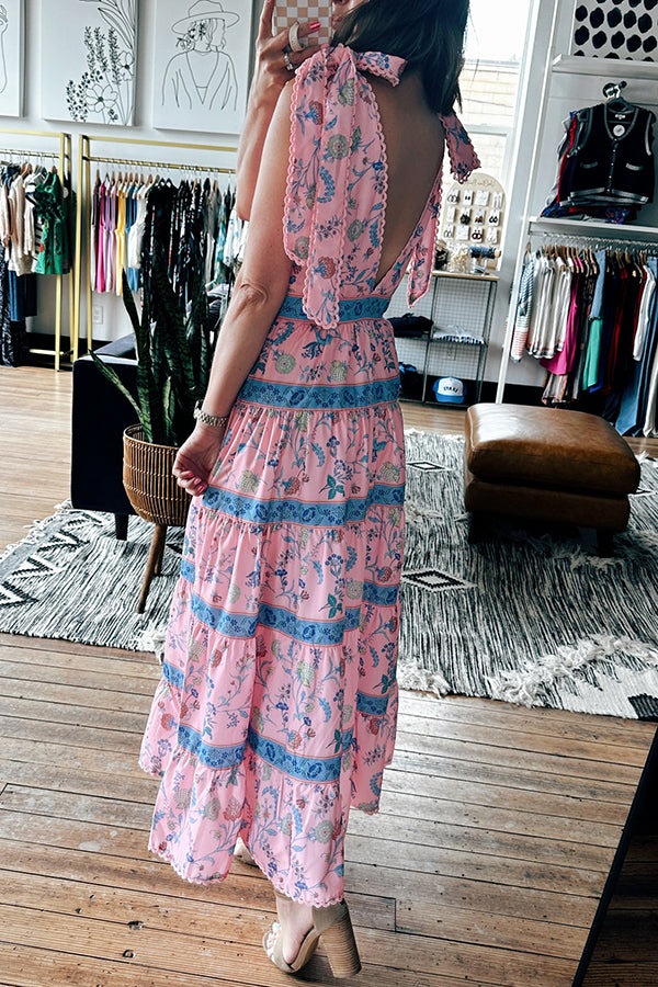 Adjustable tie shoulders Floral Dress