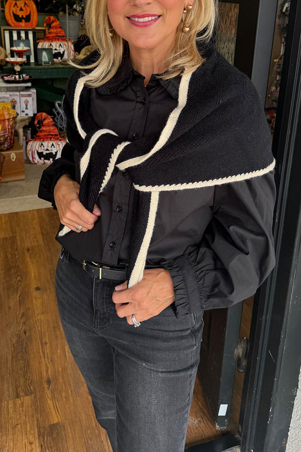 Contrast Border Triangle Scarf