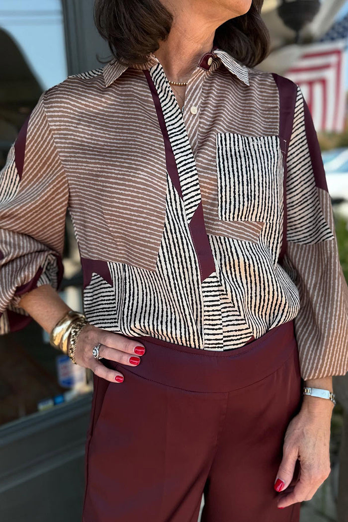 Casual Stripes Washable Silk Blouse