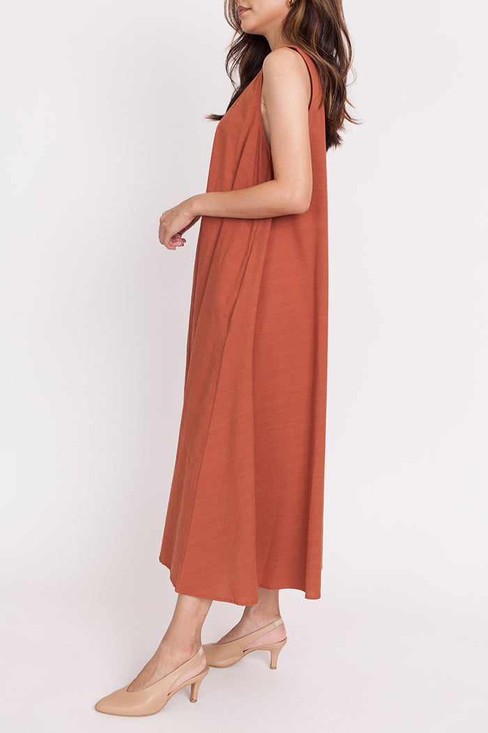 Sleeveless A Line Pocket Dress