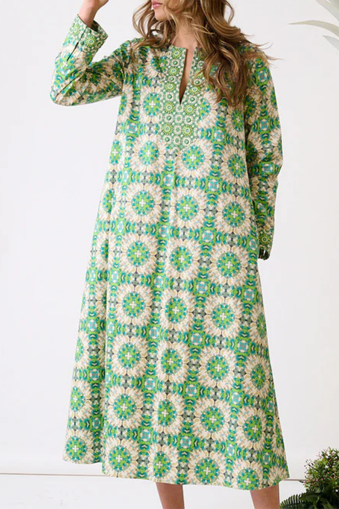 Long Sleeve Abstract Print Dress