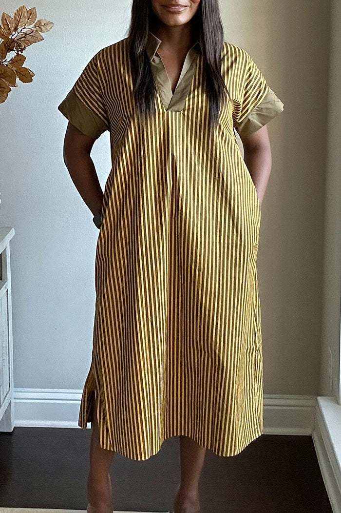 Casual V-Neck Striped Dress