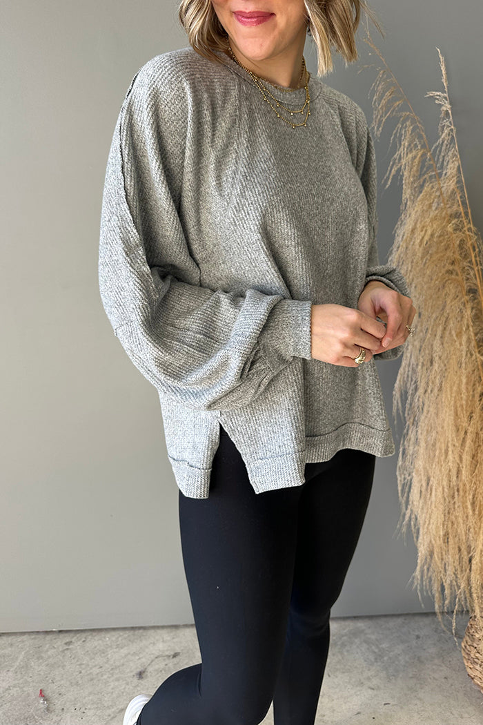 Round Neck Waffle Top