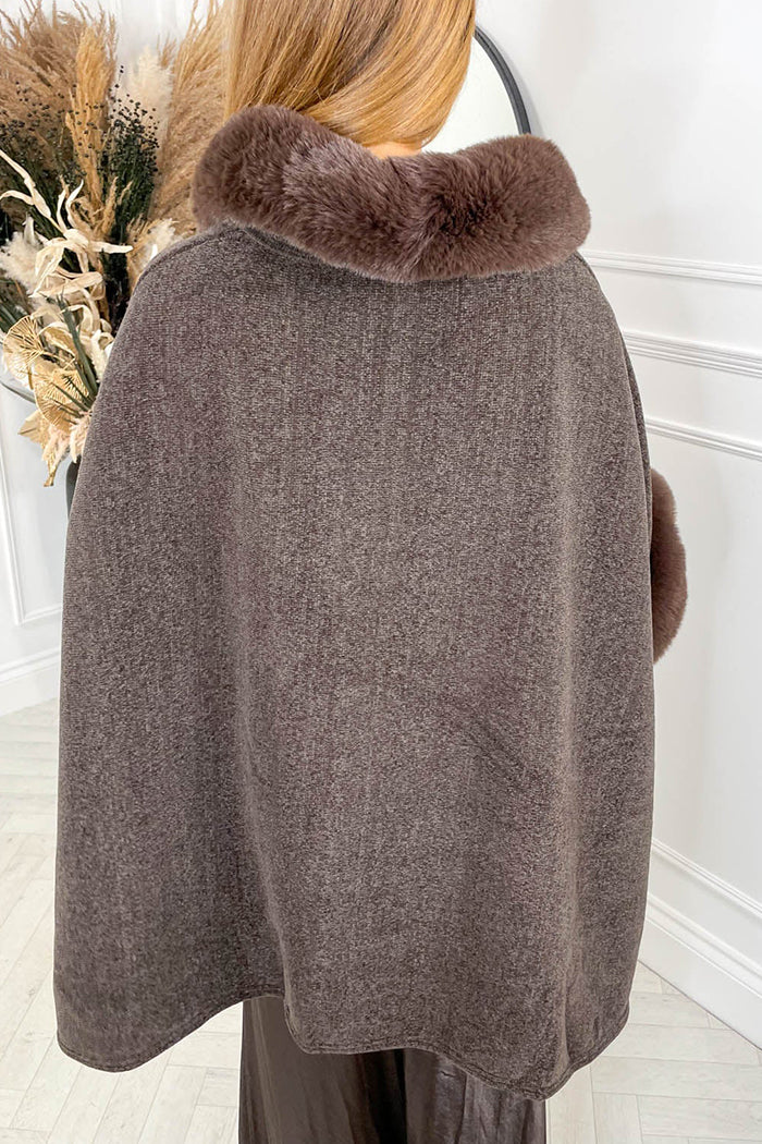 Fur-Collar Cape Coat