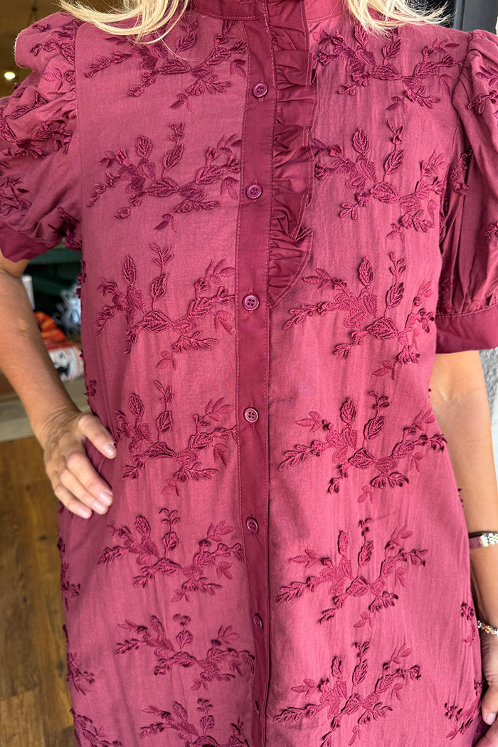 Puff Sleeve Embroidered Dress