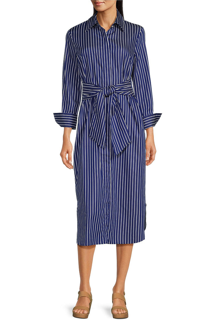 Casual Stripe Tie Waist Dress