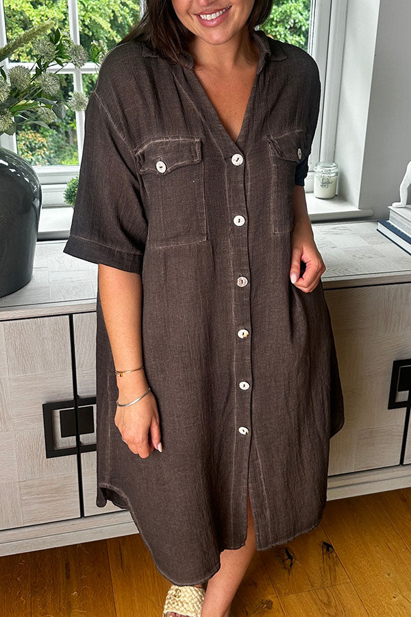 Casual Solid Color Pocket Dress