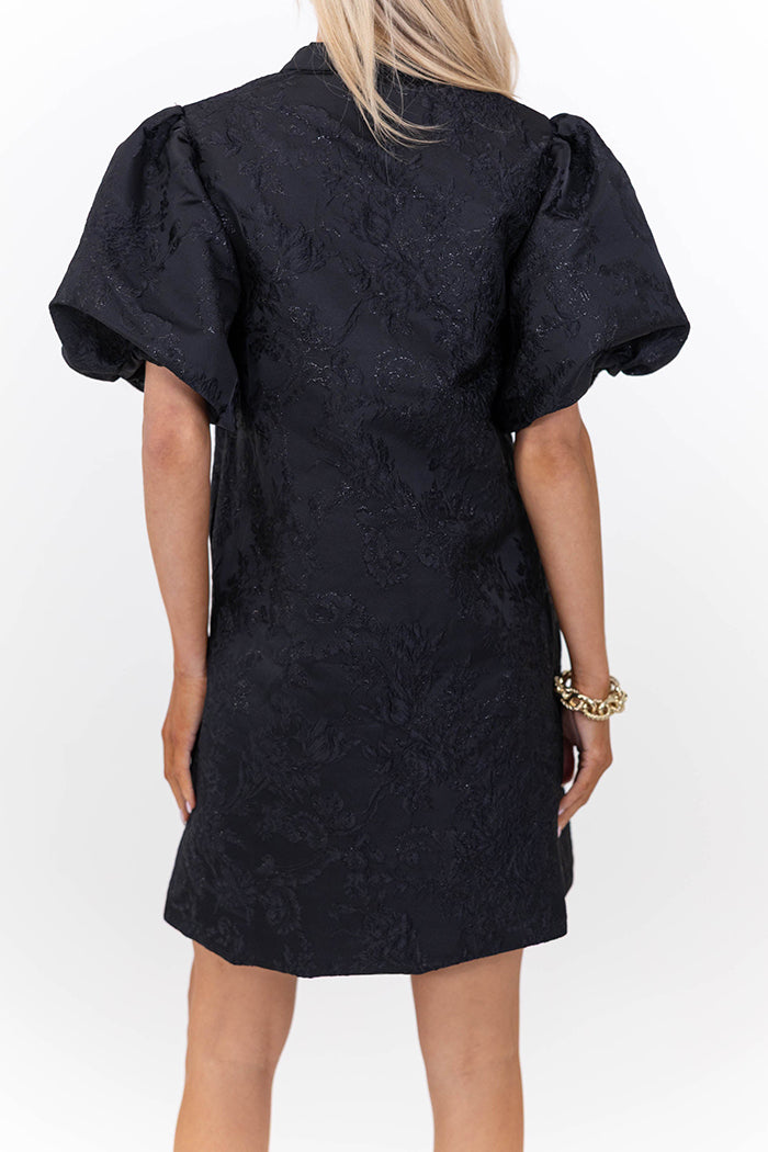 Floral Print Puff Sleeve Bow Dress