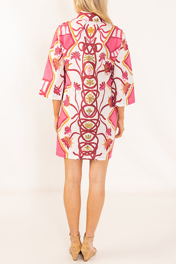 Tie Waist Pink Floral Mini Dress