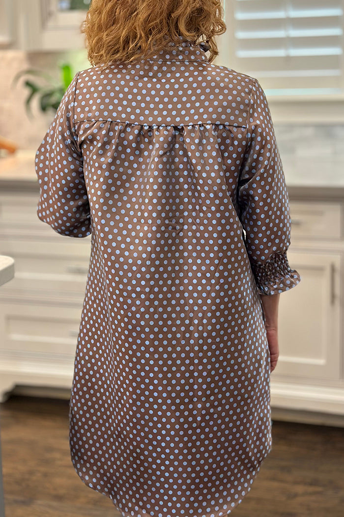 Casual Polka-Dot Shirt Dress