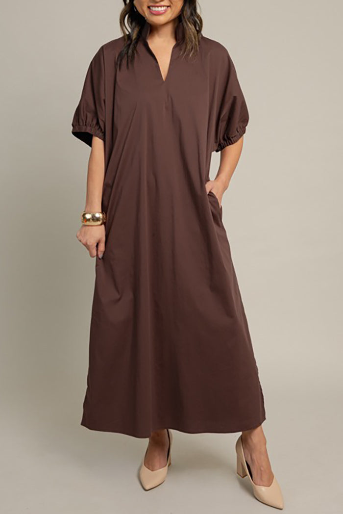 V-Neck Slit Pocket Maxi Dress