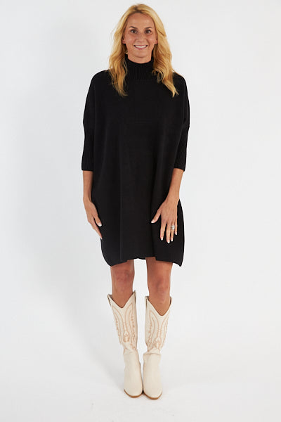 Solid Color Loose Knitted Dress