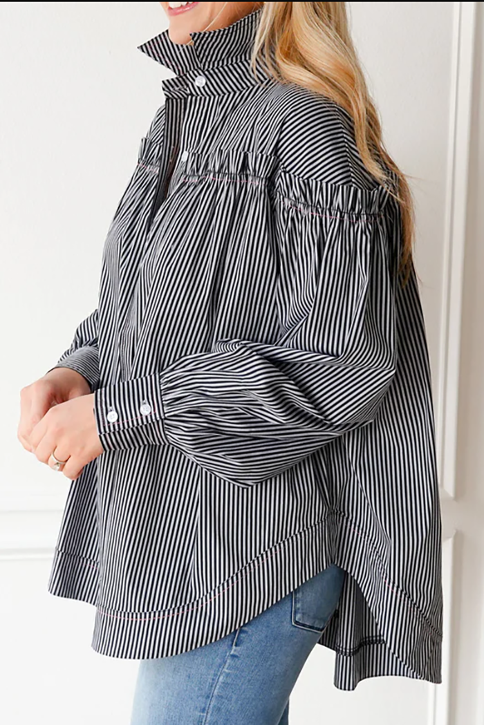 Ruffle Detail Stripes Blouse