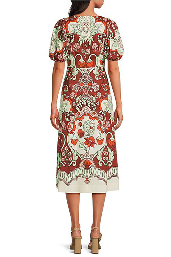 Floral Pattern Puff Sleeve Dress