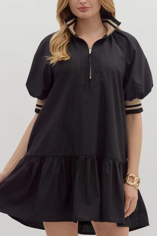 Casual Ruffles Hem Pocket Dress