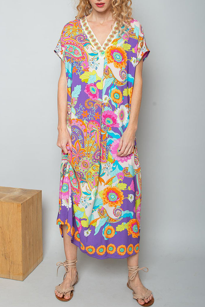 Paisley Print Pocket Maxi Dress