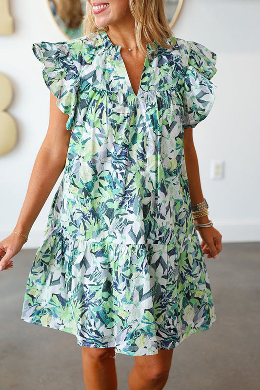 Flutter Sleeve Floral Dress