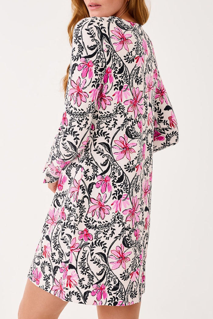 Pink Floral Long-Sleeve Dress