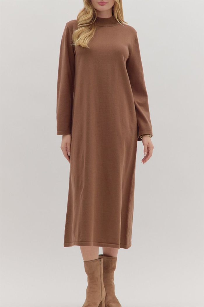 Mock Neck Maxi Sweater Dress