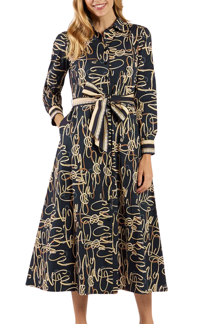 Bold Printed Belt Dress