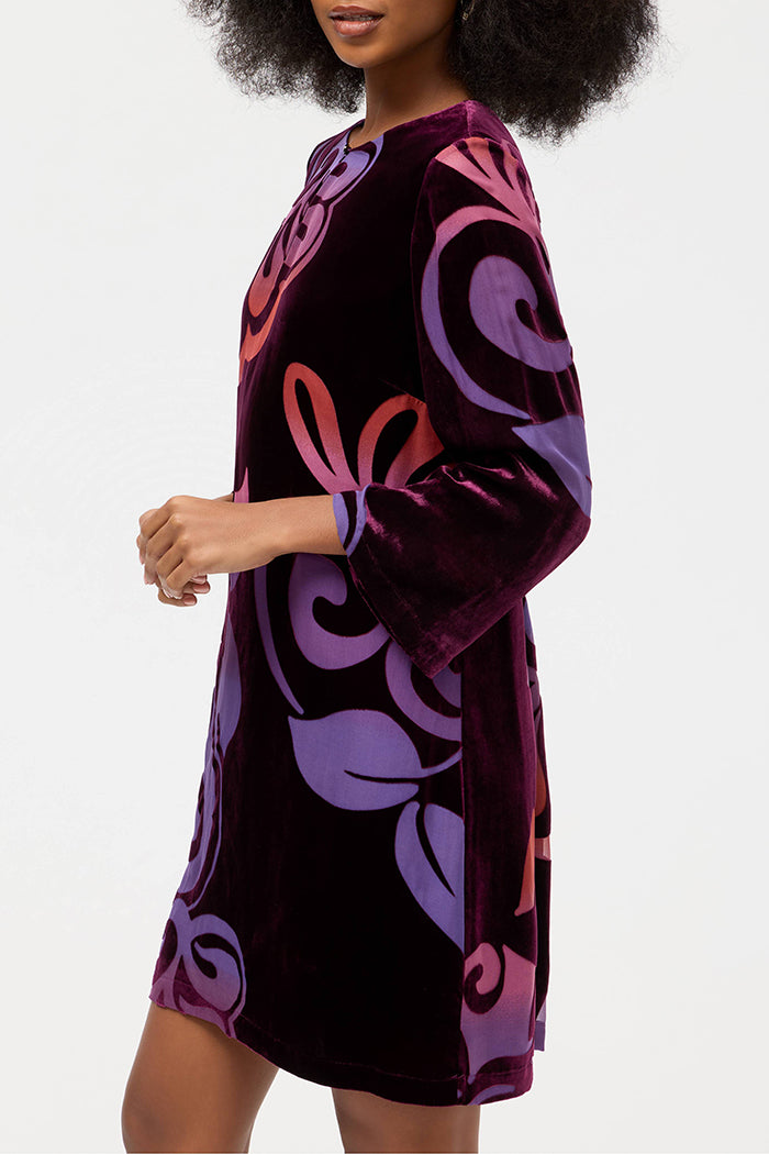 Velvet Patterned Mini Dress