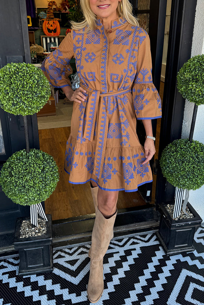 Flared Sleeves Bold Printed Dress