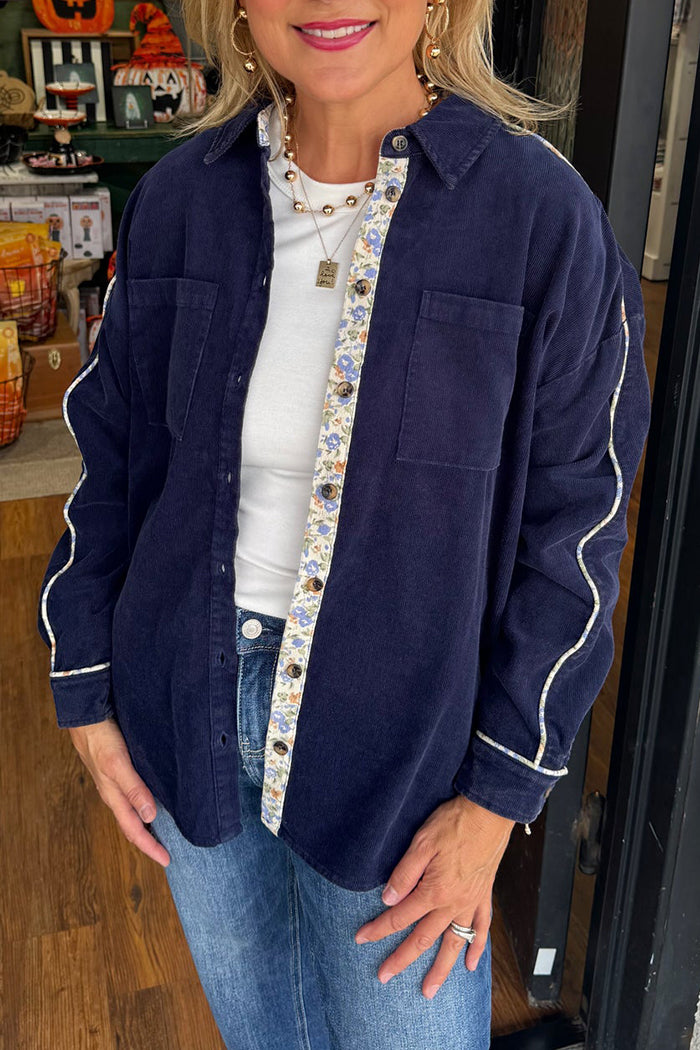 Casual Corduroy Pocket Top