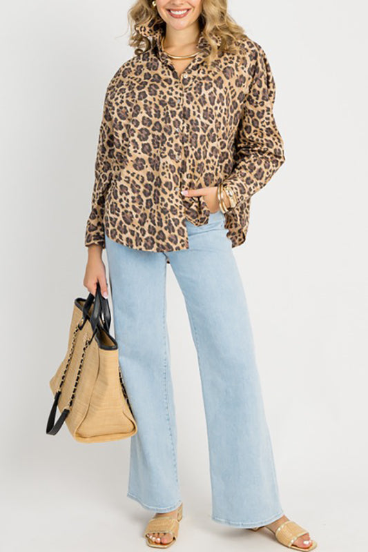 Leopard Button Down Top