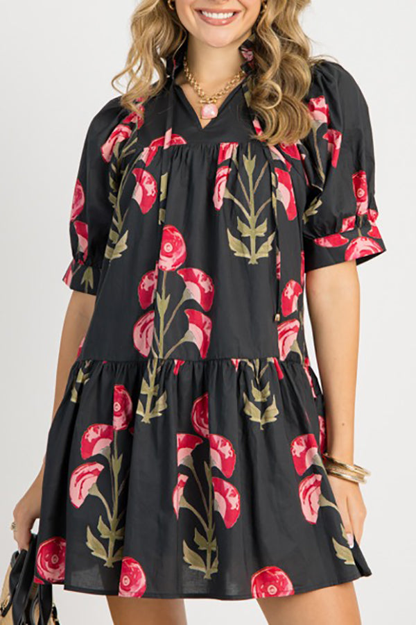 Puff Sleeve Floral Dress