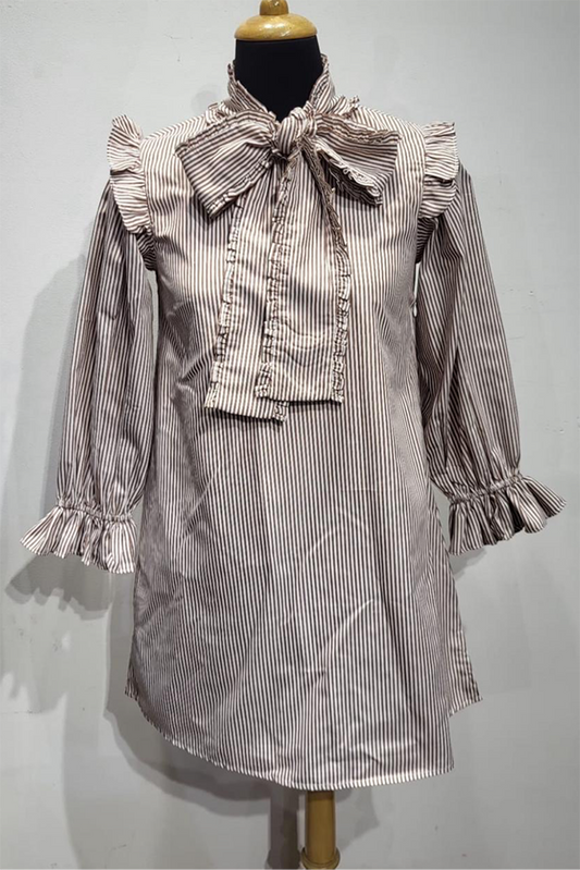 Bow Led Striped Dress