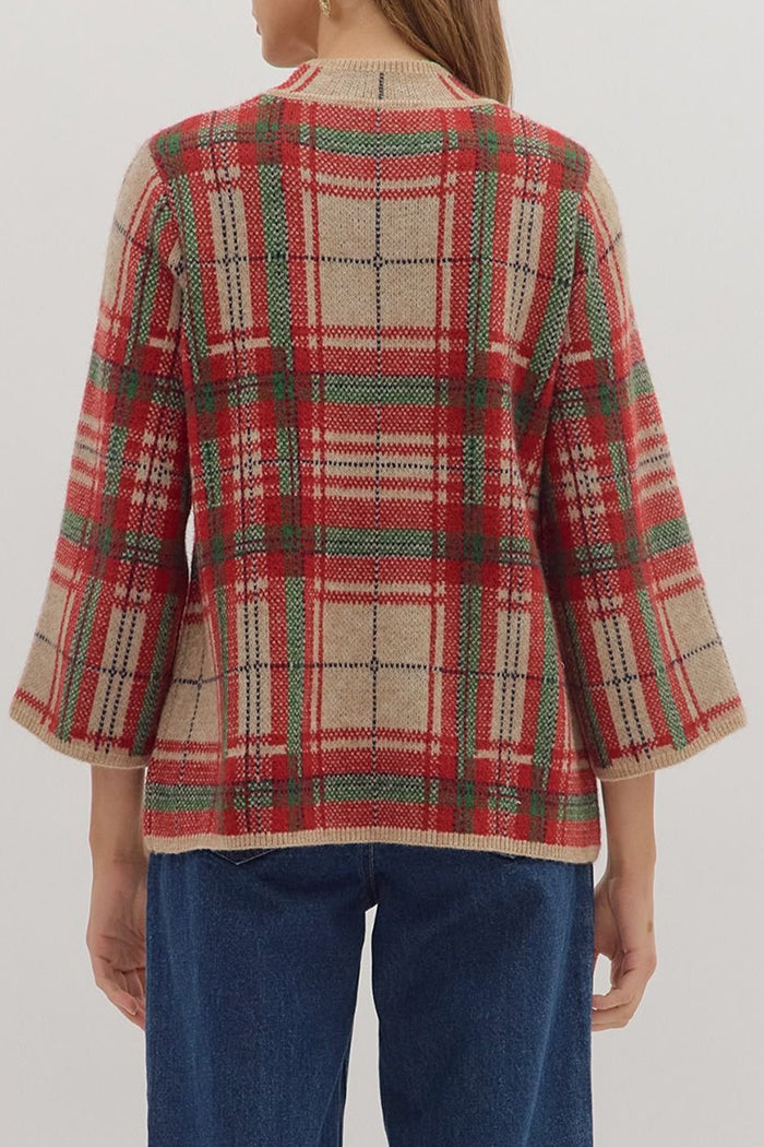 Traditional Plaid Knit Sweater