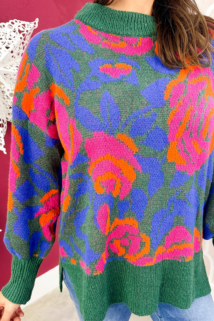 Vibrant Floral Knit Sweater