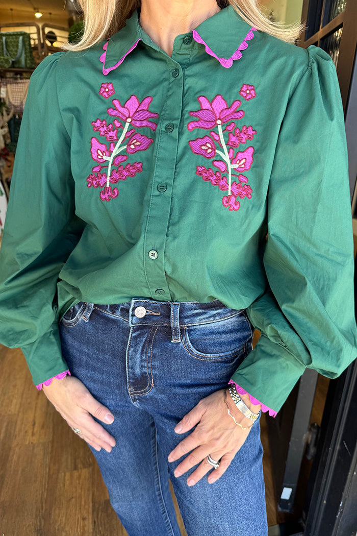 Floral Embroidered Puff Sleeve Top