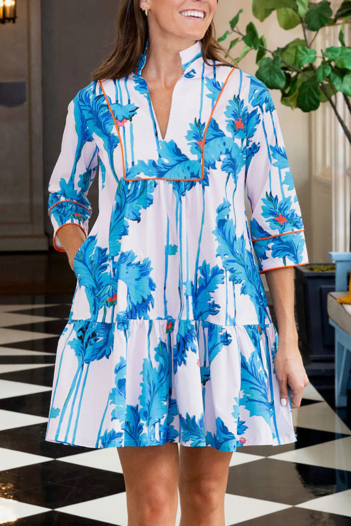 Blue Floral Pocket Dress