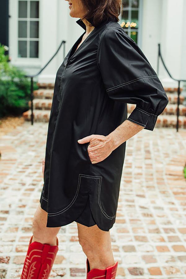 Zipper Front Pocket Dress