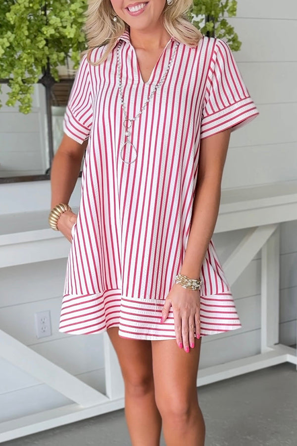Casual Striped Pocket Dress