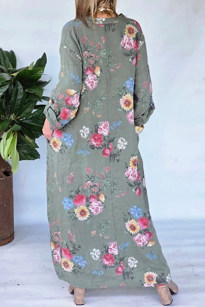Floral Print Pocket Maxi Dress