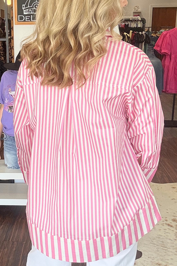 Pearl Button Detail Striped Top
