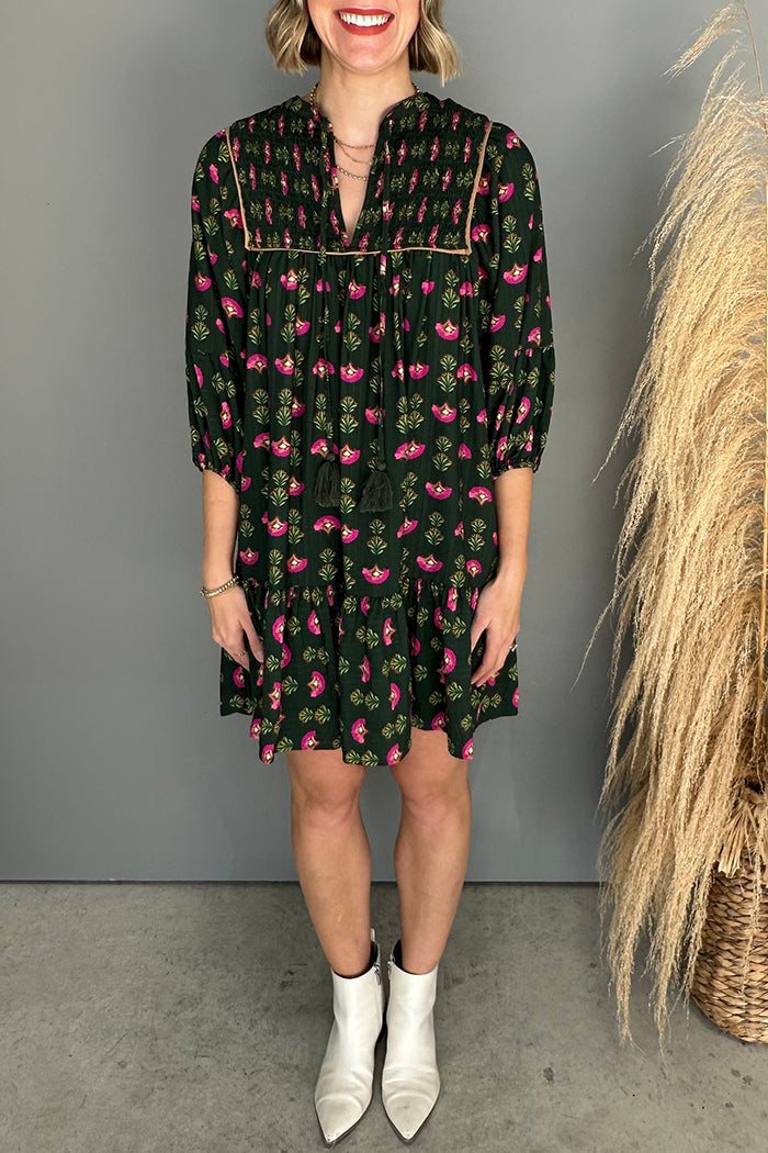 Floral Print Puff-Sleeve Mini Dress