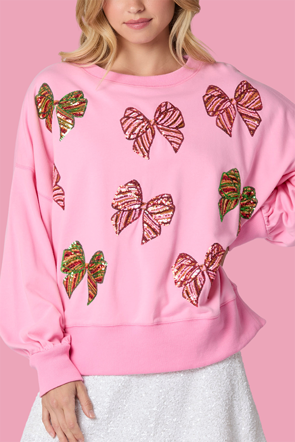 Sequin Bow Christmas Sweatshirt