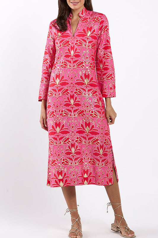 Side Slit Floral Three Quarter Sleeve Midi Dress