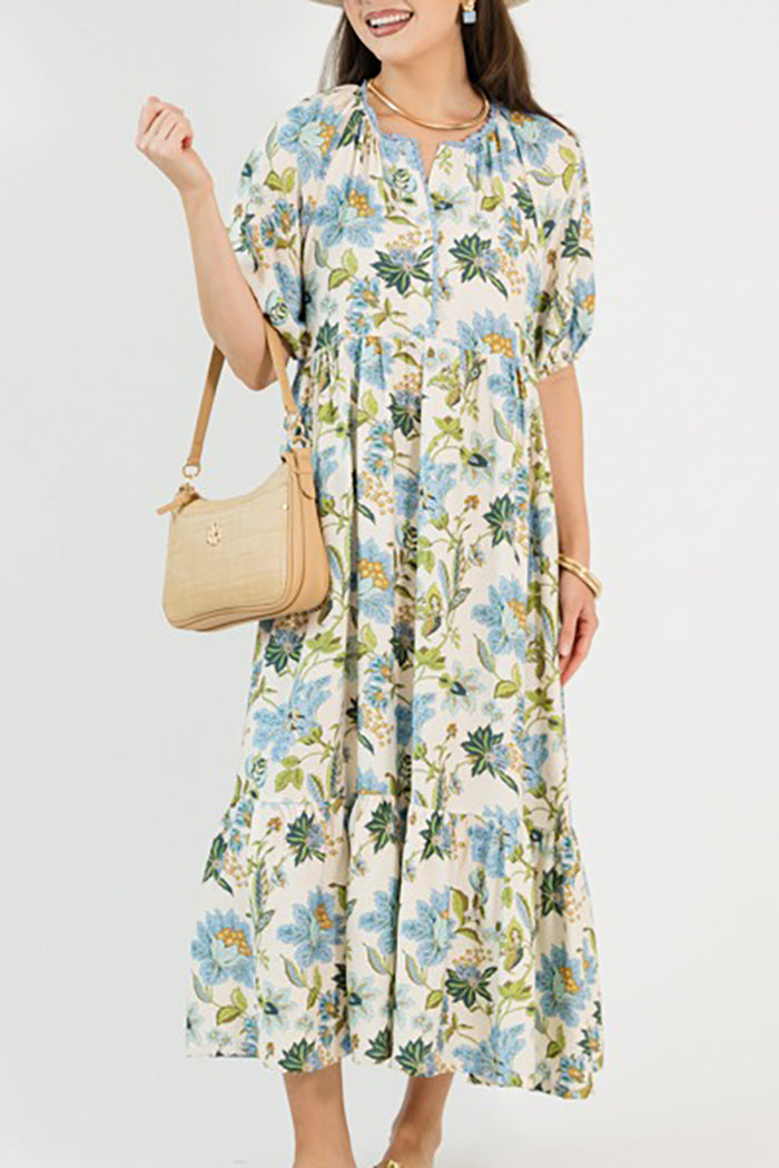 Puff Sleeve Floral Maxi Dress